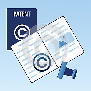 Registration Copyright Patent Copyright. Patent Office, Bureau banner. Legal consultation. Intellectual property defence