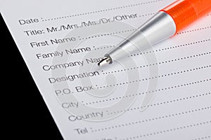 Registration form