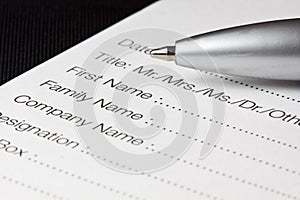 Registration form