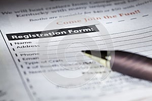 Registration form