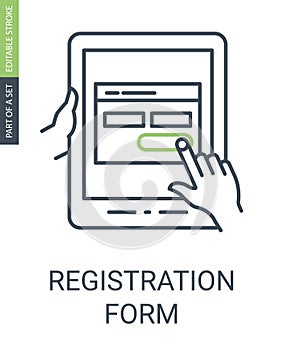 Registration Form Icon with Outline Style and Editable Stroke