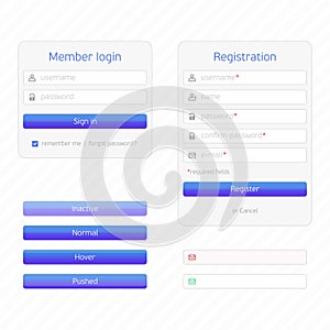 Registration form and login
