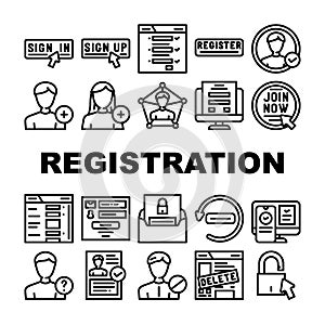 registration form web icons set vector