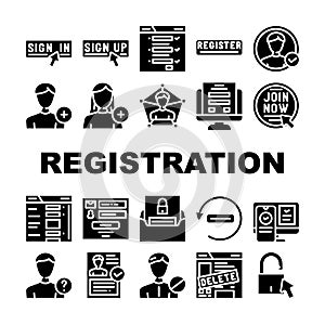 registration form web icons set vector