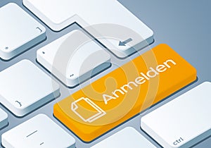 Registration Key - Keyboard with 3D Concept illustration - German-Translation: Anmelden