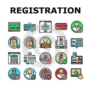 registration login website form icons set vector