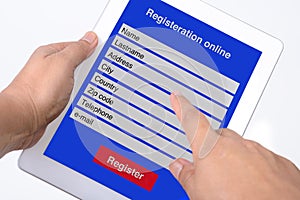 Registration online from by tablet.