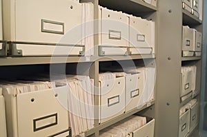 Registry or archive of medical folders in the dental clinic.