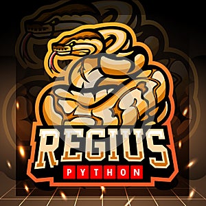 Regius python or Ball python mascot. esport logo design