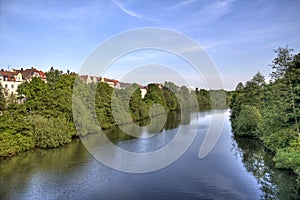 Regnitz river in Bamberg, Germany