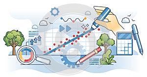 Regression analysis as statistical data interpretation outline hands concept photo