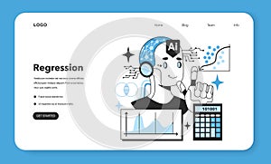 Regression web banner or landing page. Artificial neural network