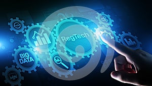 RegTech Regulation Compliance financial control modern internet technology concept on virtual screen.
