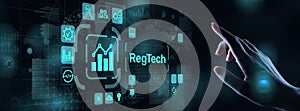 RegTech Regulation Compliance financial control modern internet technology concept on virtual screen.
