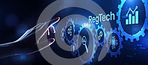 Regtech Regulation and supervision technology concept on virtual screen