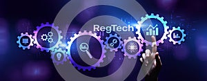 Regtech Regulation and supervision technology concept on virtual screen
