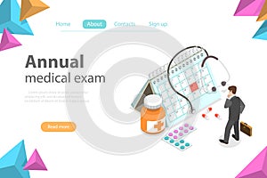 Regual medical checkup isometric flat vector concept