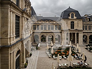 Regular garden with trimmed labyrinths in the Petit Palais in Paris. The luxury of a bygone era