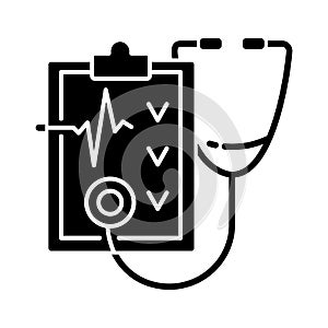 Regular health checkups black glyph icon