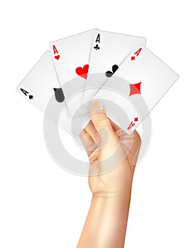 Regular playing cards spread holding hand