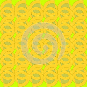 Regular round pattern yellow green spirals overlaying