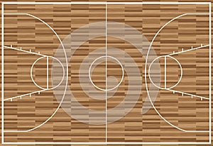 Regular wooden basketball pitch