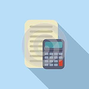Regulated products control paper icon flat vector. Online calculator photo