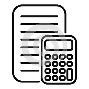 Regulated products control paper icon outline vector. Online calculator photo