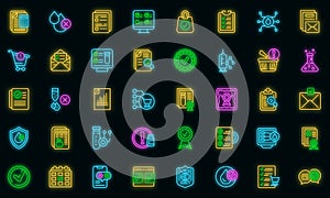 Regulated products icon set neon vector