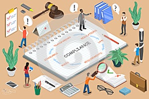 Regulatory Compliance Flat Isometric Vector Conceptual Illustration.