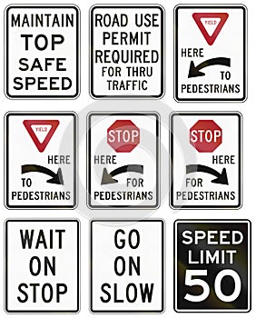 Regulatory United States MUTCD road signs