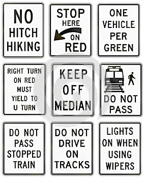 Regulatory United States MUTCD road signs