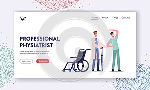 Rehabilitating Activity, Orthopedic Therapy Rehabilitation Landing Page Template. Therapist Doctor Working With Patient