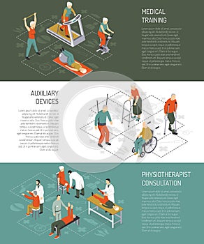 Rehabilitation Isometric Horizontal Banners