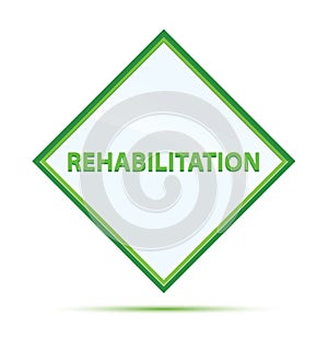 Rehabilitation modern abstract green diamond button