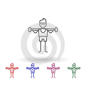 Rehabilitation, physiotherapy, dumbbell multi color icon. Simple thin line, outline  of physiotherapy icons for ui and ux,