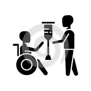 Rehabilitation services black glyph icon