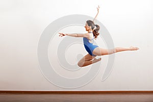 Rehearsing a big ballet jump