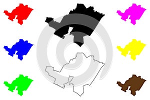 Rehovot city (State of Israel, Central District) map vector illustration,