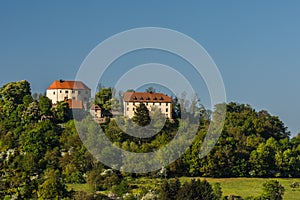 Reichenberg Castle on a Hill in Green Landscape, Odenwald, Hesse, Germany
