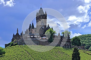 Reichsburg Castle above Cochem in the Mosel River Valley, Rhineland Palatinate, Germany