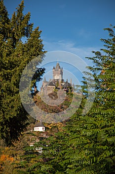 Reichsburg Cochem - Germany in autumn. Castle on the mountain.