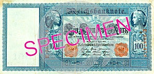 100 reichsmark bank note 1910 obverse