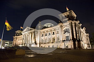 Reichstag Building in Berlin at Night