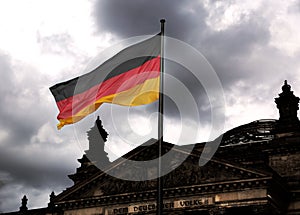 Reichstag building is Parliament of Germany in Berlin with huge