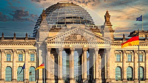 Reichstag building, seat of the German Parliament Deutscher Bundestag in Berlin