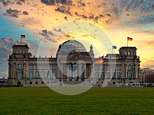 Reichstag building, seat of the German Parliament Deutscher Bundestag in Berlin, Germany