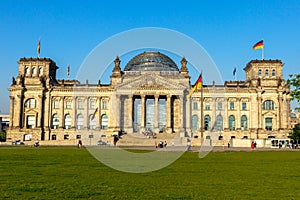 Reichstag building, seat of the German Parliament (Deutscher Bundestag) in Berlin, Germany. May 22, 2014