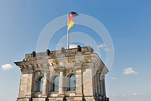 Reichstag building tower, seat of the German Parliament. Berlin, Germany