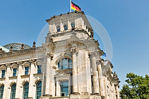 Reichstag building tower, seat of the German Parliament. Berlin, Germany